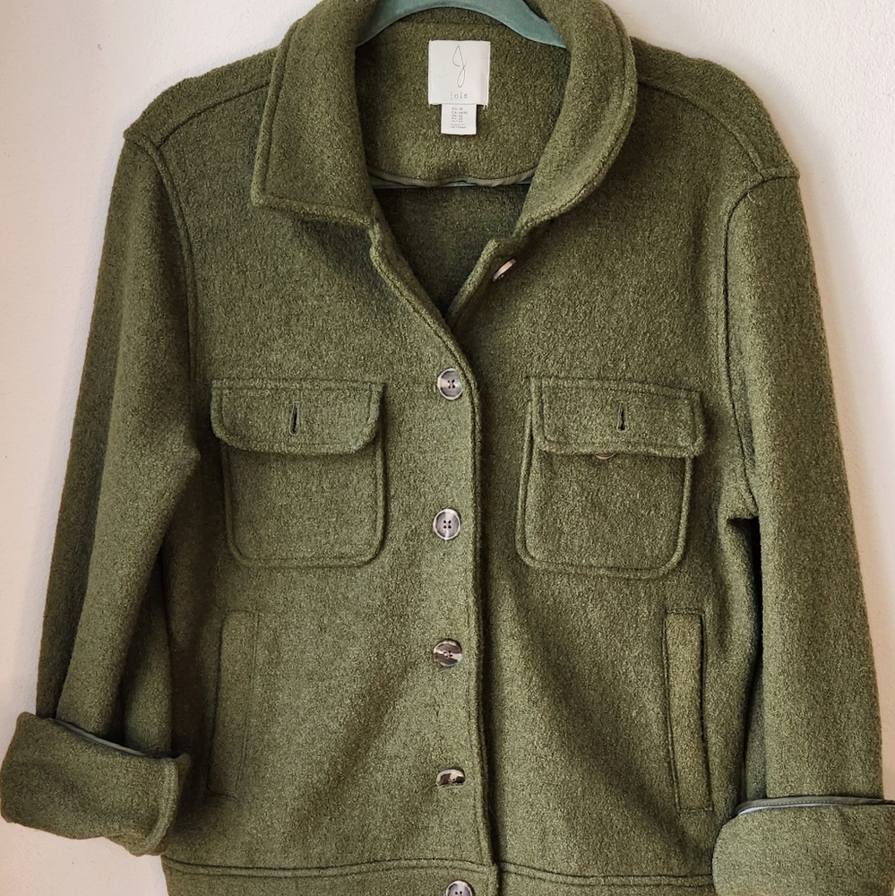 Olive Green| Wool|Joie Front Button Jacket|Size: Medium